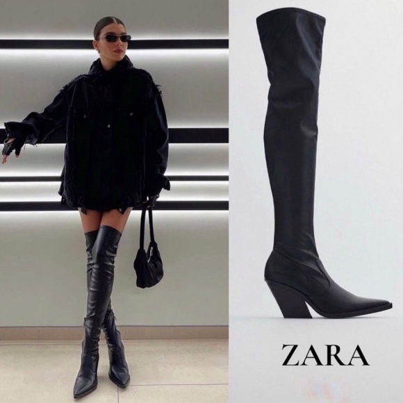 Zara Shoes Zara Over The Knee Tall Cowboy Boots 75 Poshmark